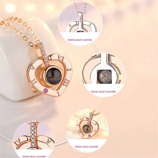 I Love You Necklace with Rose Gifts Box 100 Languages Projection Pendant Jewelry for Girlfriend 2023 New in Romantic Accessories